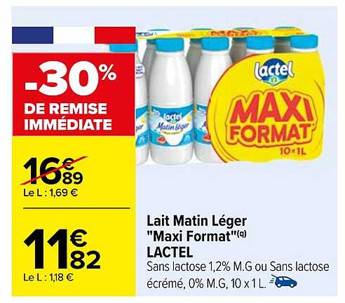 lait matin léger "maxi format" lactel