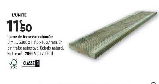 lame de terrasse rainurée