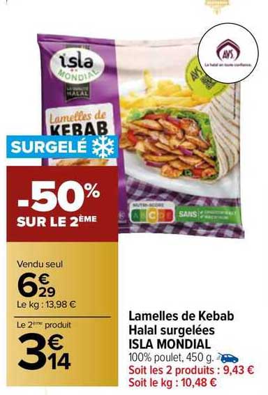 Lamelles De Kebab Halal Surgelées Isla Mondial