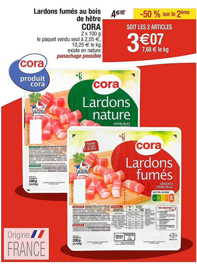 Lardons Fumés Au Bois De Hêtre Cora