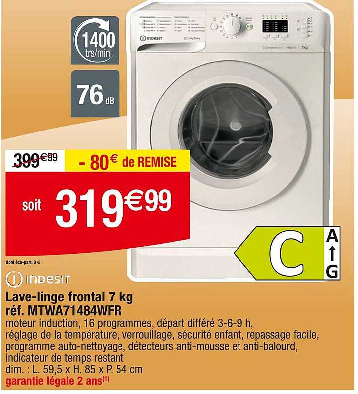 lave-linge frontal 7 kg indesit