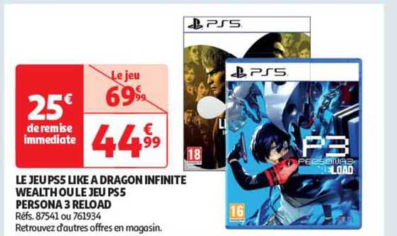 le jeu ps5 like à dragon infinite wealth ou le jeu ps5 persona 3 reload