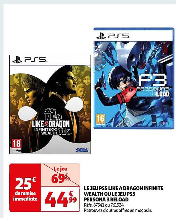 le jeu ps5 like à dragon infinité wealth ou le jeu ps5 persona 3 reload
