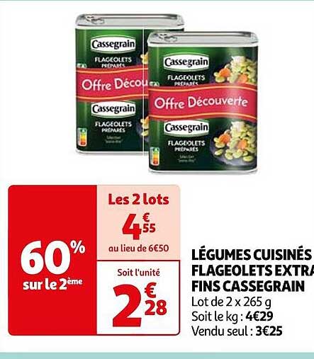 Légumes Cuisinés Flageolets Extra Fins Cassegrain