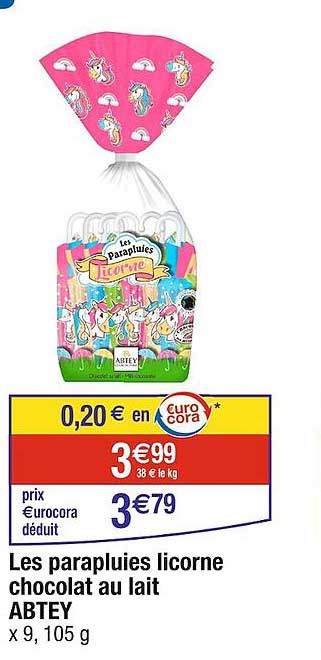 les parapluies licorne chocolat au lait abtey