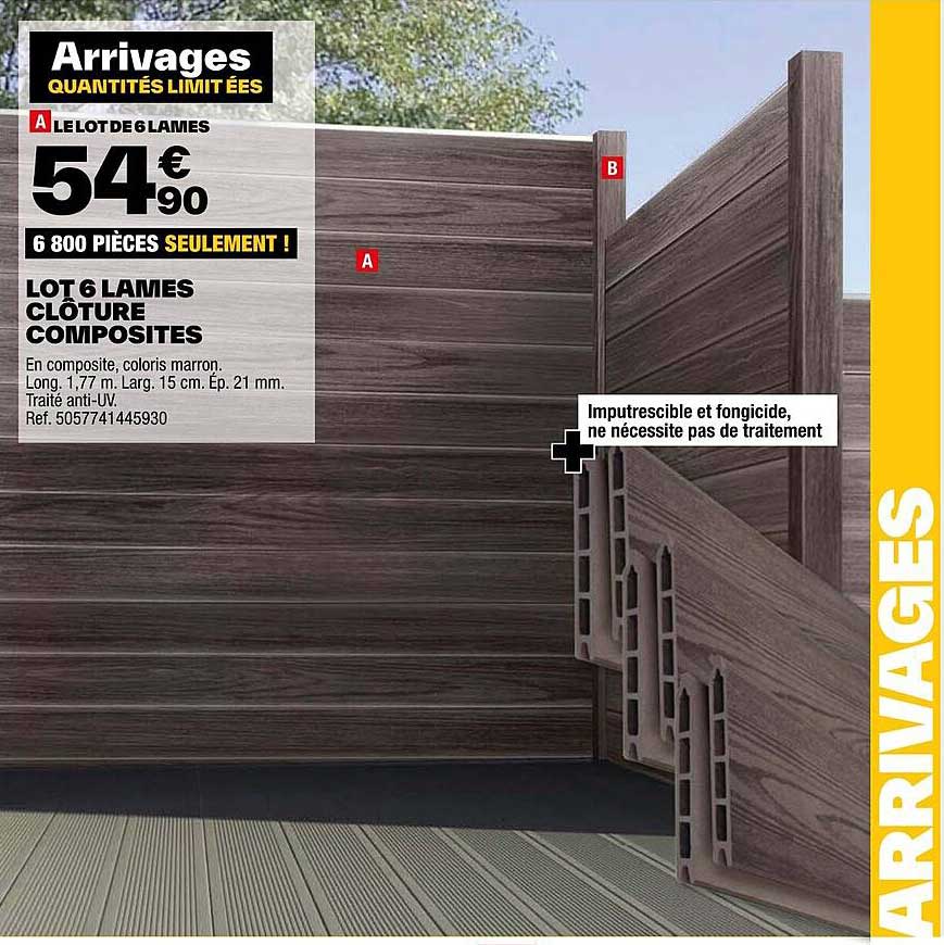 lot 6 lames clôture composites
