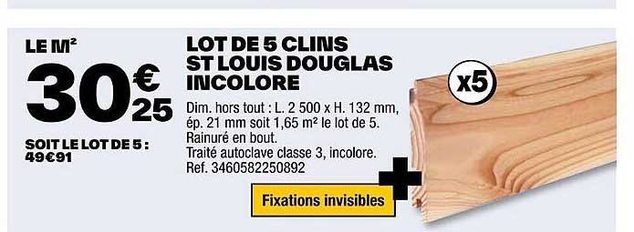 lot de 5 clins st louis douglas incolore