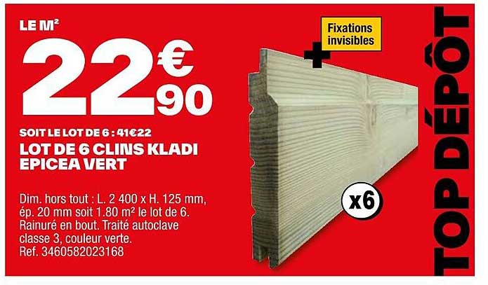 lot de 6 clins kladi épicea vert