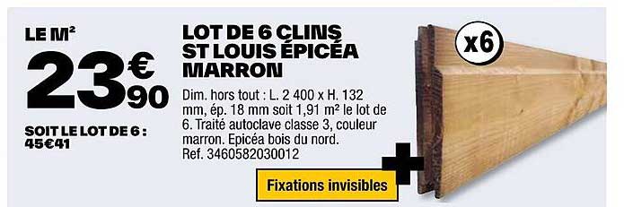 lot de 6 clins st louis épicéa marron