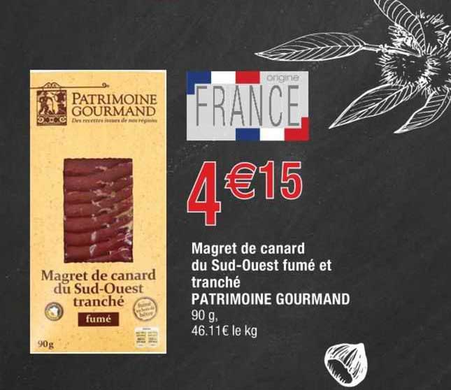 magret de canard du sud-ouest fumé et tranché patrimoine gourmand