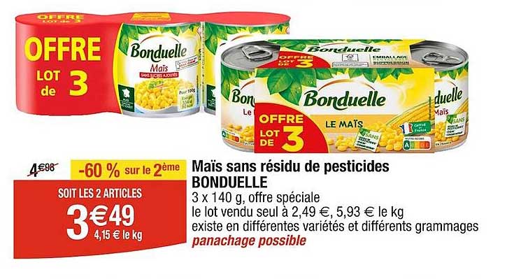 maïs sans résidu de pesticides bonduelle