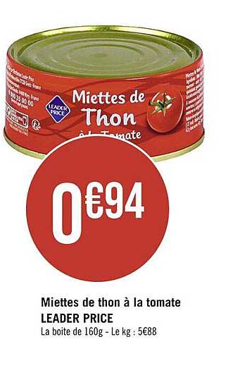 miettes de thon à la tomate leader price