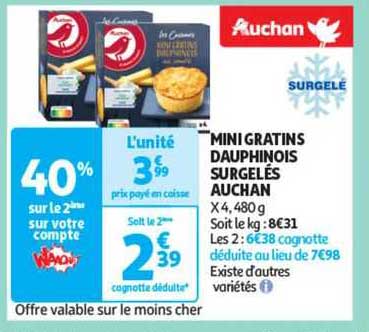 Mini Gratins Dauphinois Surgelés Auchan