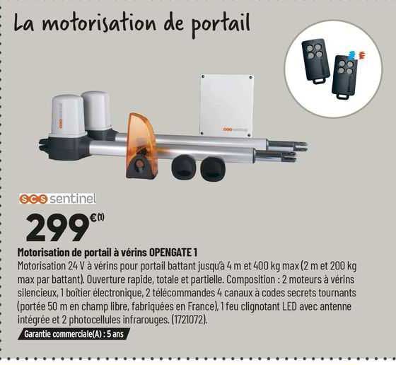 motorisation de portail à vérins opengate 1 scs sentinel