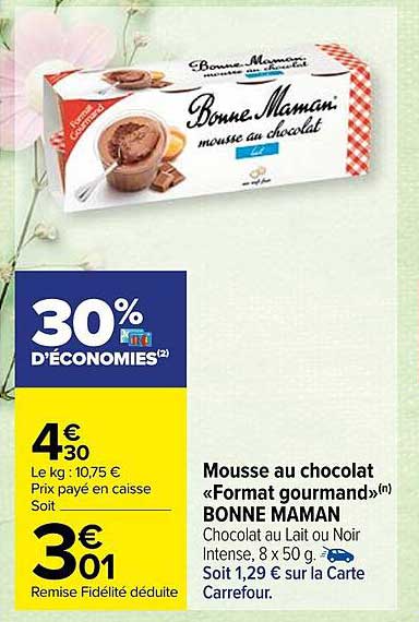 mousse au chocolat «format gourmand» bonne maman