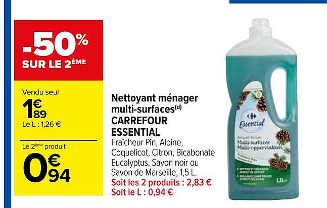 nettoyant ménager multi-surfaces carrefour essential