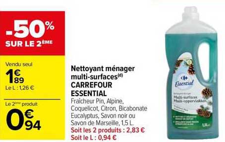 nettoyant ménager multi-surfaces carrefour essential