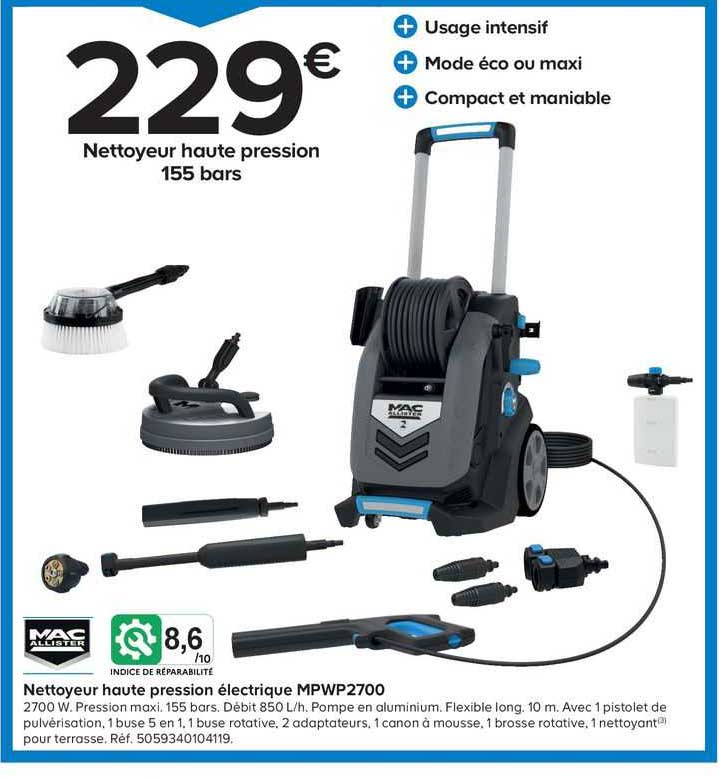 nettoyeur haute pression électrique 155 bars mac allister