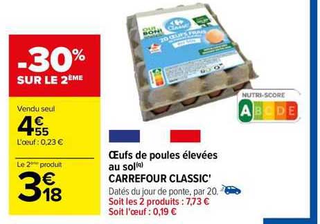 œufs de poules élevées au sol carrefour classic
