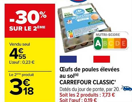 œufs de poules élevées au sol carrefour classic'