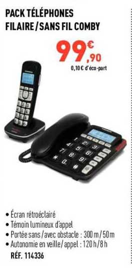 pack téléphones filaire/sans fil comby
