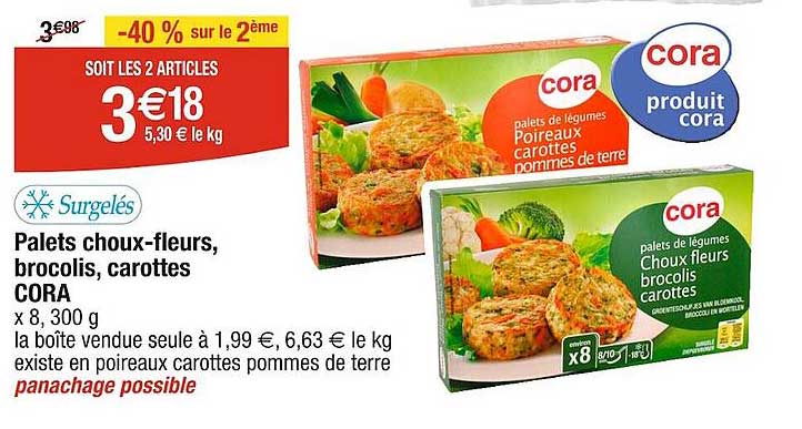 palets choux-fleurs, brocolis, carottes cora