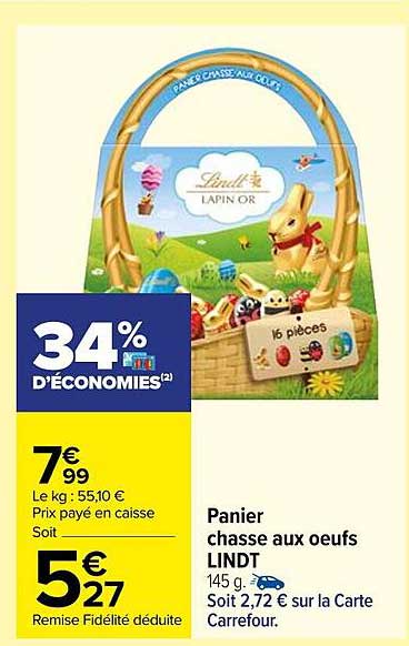panier chasse aux œufs lindt