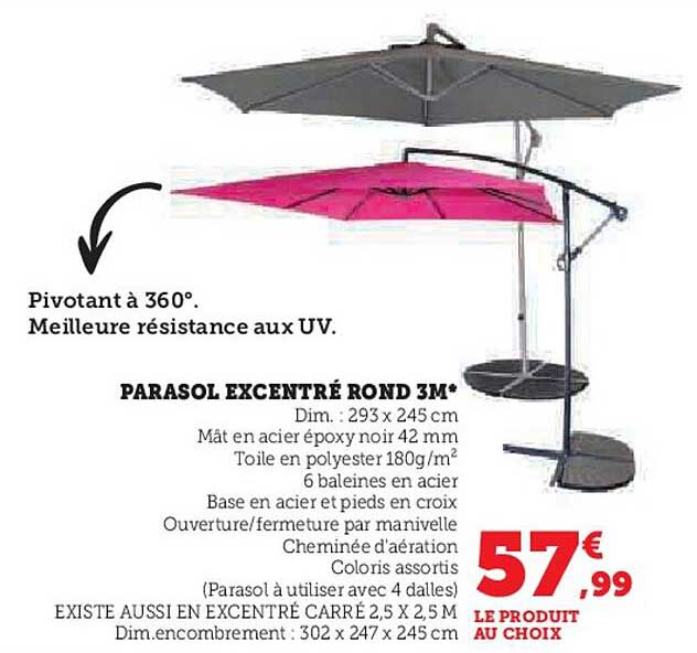 parasol excentré rond 3 m