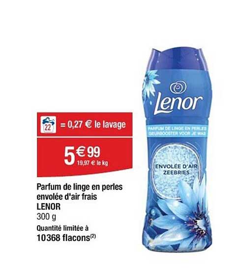 parfum de linge en perles envolée d'air frais lenor