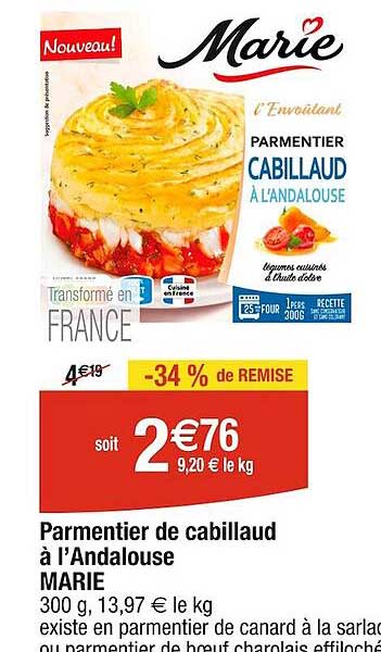 parmentier de cabillaud à l'andalouse marie