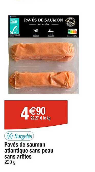 pavés de saumon atlantique sans peau sans arêtes