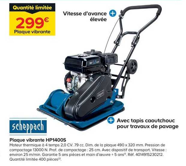 plaque vibrante hp1400s scheppach