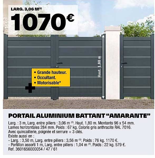 Portail Aluminium Battant "amarante"
