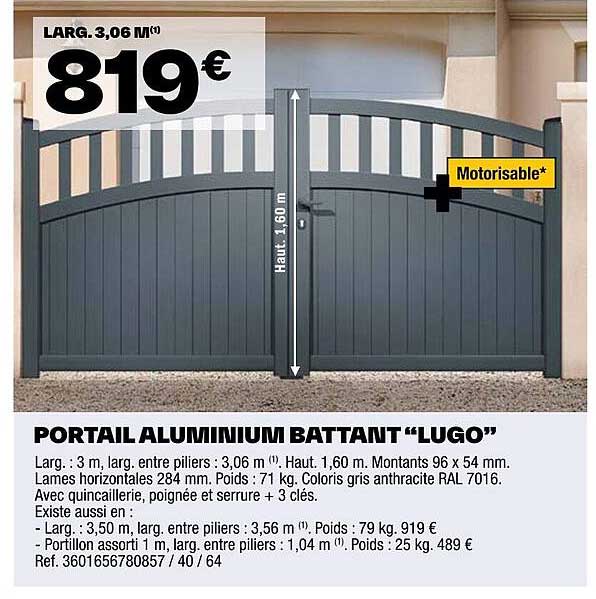 Portail Aluminium Battant "lugo"