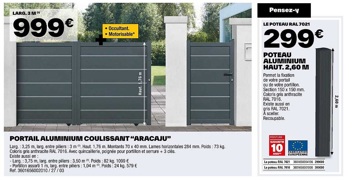 Portail Aluminium Coulissant "aracaju"