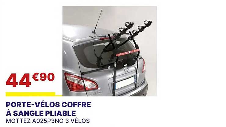 porte-vélos coffre à sangle pliable mottez a025p3no 3 vélos