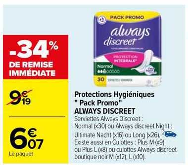 protections hygiéniques "pack promo" always discreet
