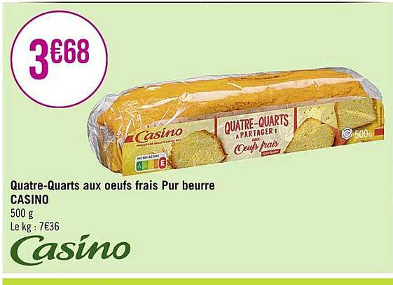 quatre-quarts aux œufs frais pur beurre casino