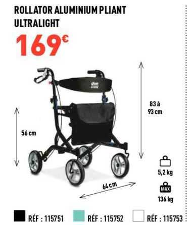 rollator aluminium pliant ultralight