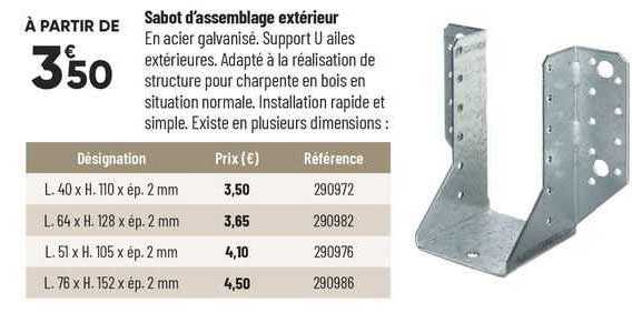 sabot d'assemblage extérieur