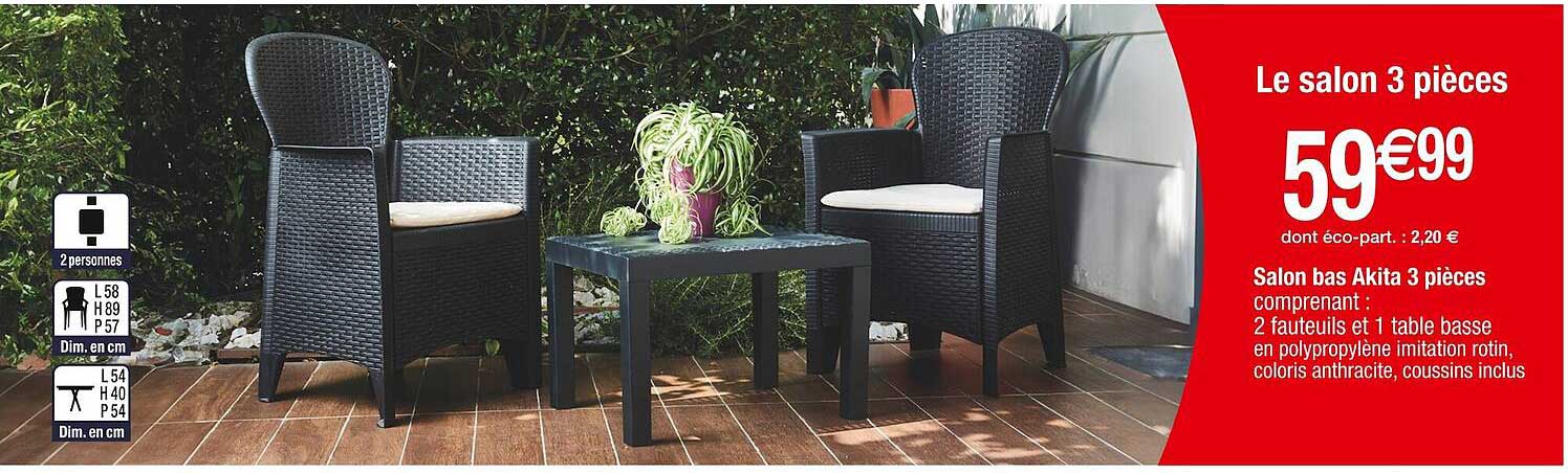 Salon Bas Akita 3 Pièces