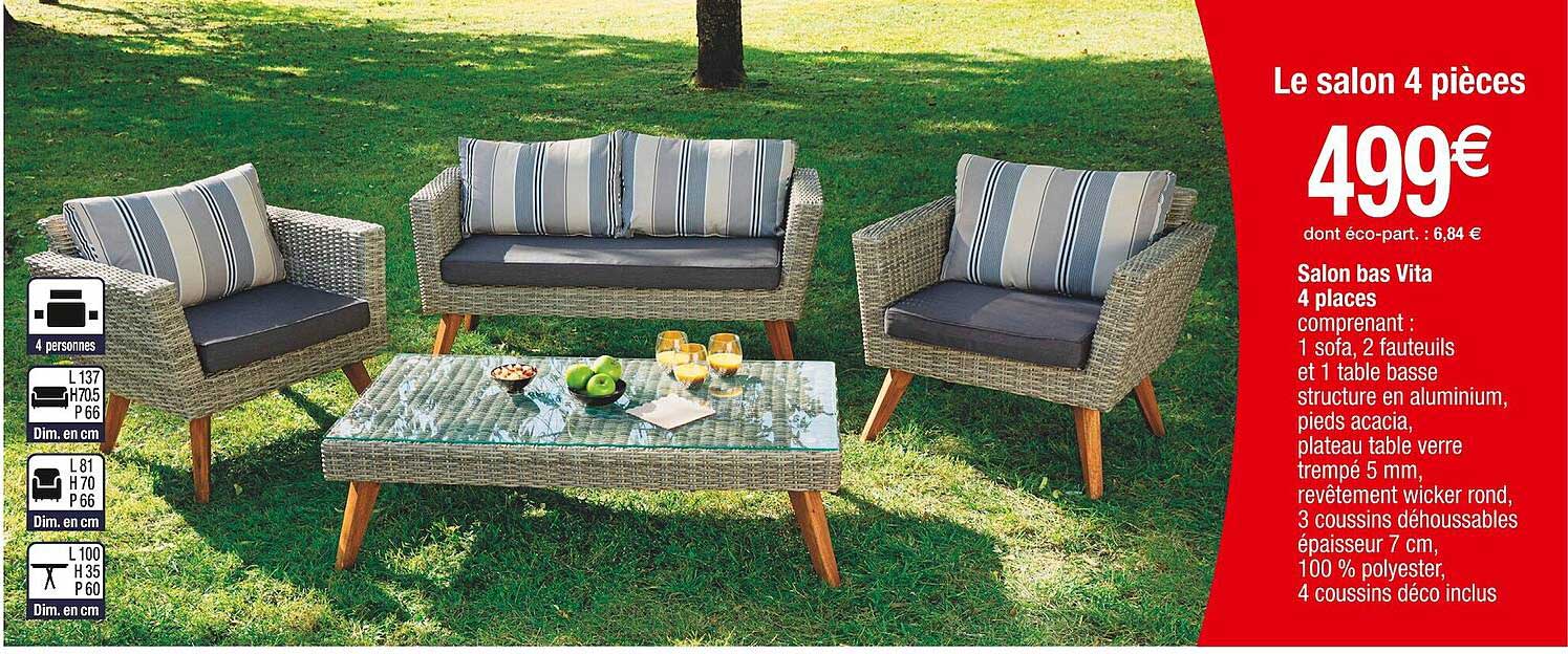 Salon Bas Vita 4 Places
