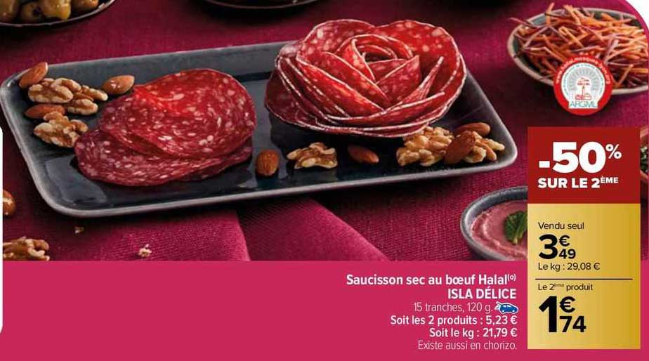 Saucisson Sec Au Bœuf Halal Isla Délice