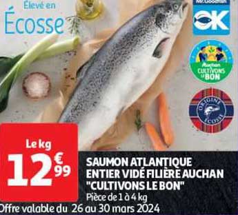 saumon atlantique entier vidé filière auchan "cultivons le bon"