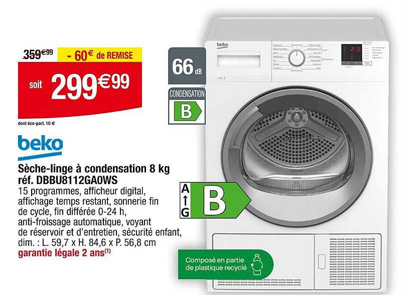 sèche-linge à condensation 8 kg beko