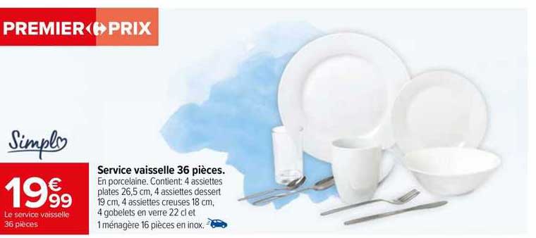 service vaisselle 36 pièces simply