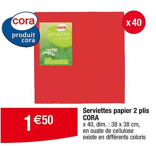 serviettes papier 2 plis cora