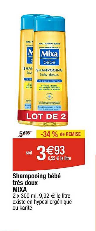 shampooing bébé très doux mixa
