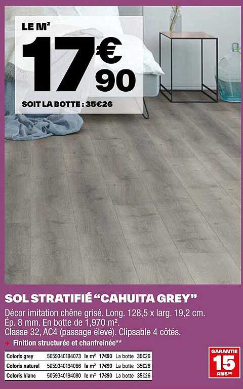 sol stratifié "cahuita grey"