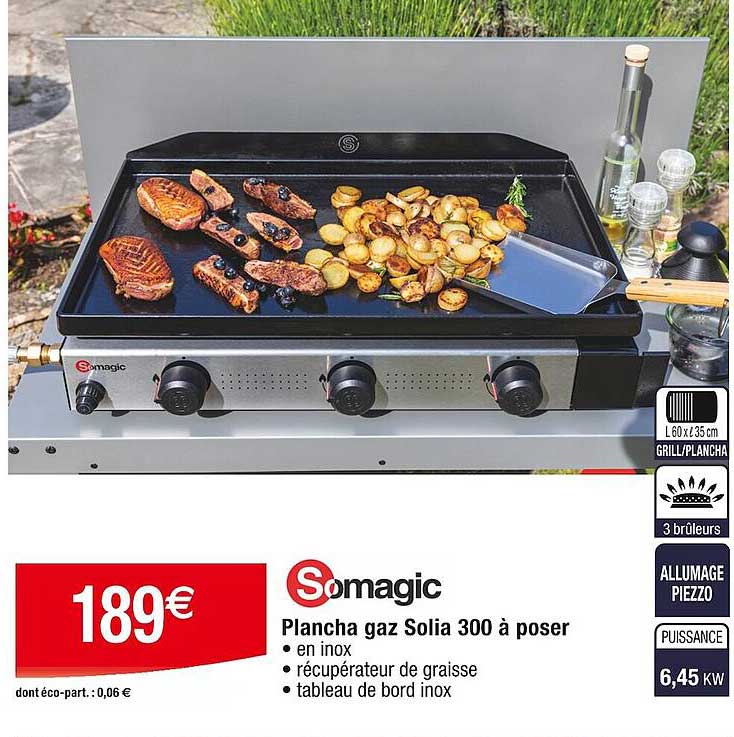 somagic plancha gaz solia 300 à poser